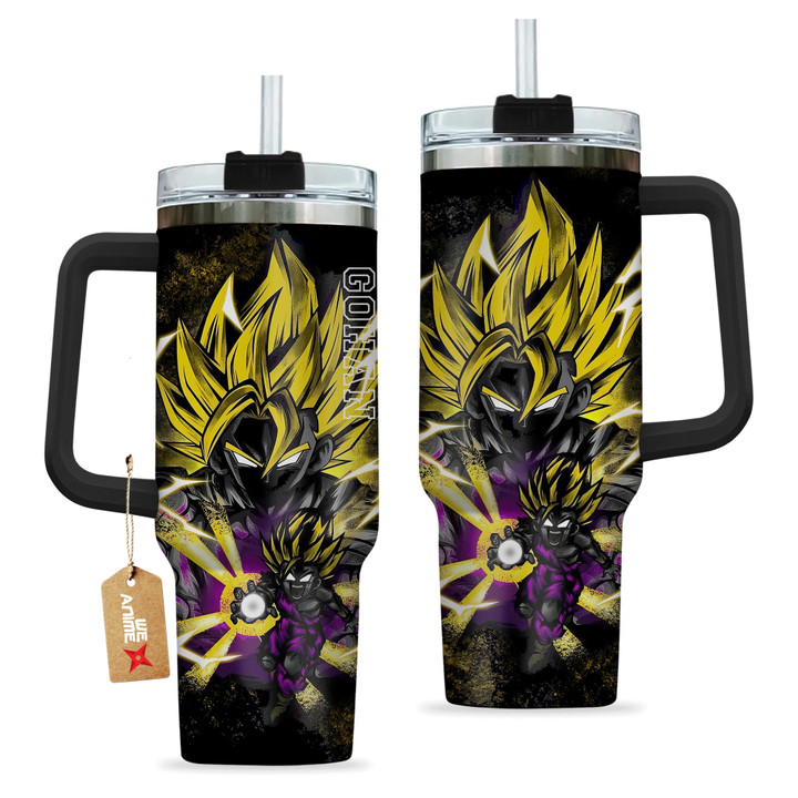 Gohan Teen Super Saiyan Dragon Ball Anime Custom Stanley Quencher 40oz Stainless Steel Tumbler With Handle