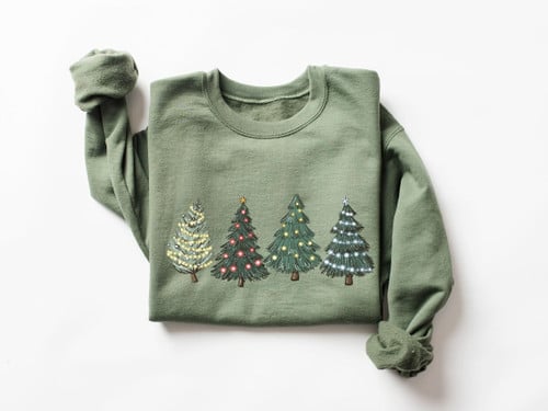 Green Tree Christmas Sweater, Christmas Sweater, Christmas Crewneck, Christmas Tree Sweatshirt, Holiday Sweaters for Women, Winter Sweatshir