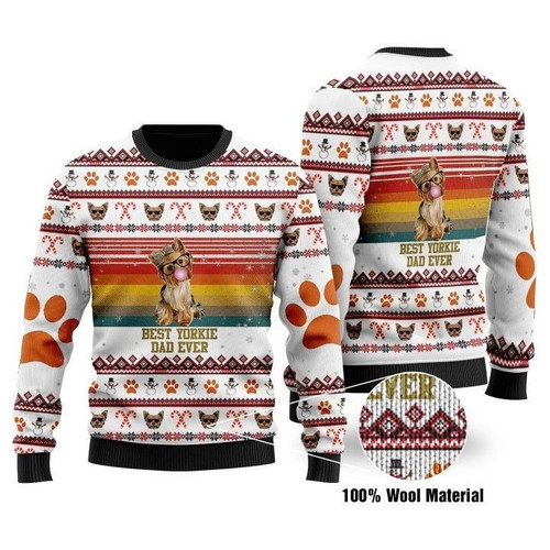 Best Yorkie Dad Ever Gift For Christmas Ugly Christmas Sweater