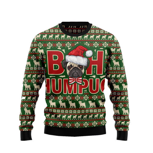 Bah Humpug Christmas Pattern Green Ugly Wool Christmas Sweater Pullover Long Sleeve Sweater For Men Women, Couple Matching, Friends
