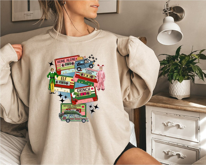 Retro Christmas Movie Sweatshirt, Christmas Movies Shirt, Holiday Spirit Shirt, Gift for All, Cute Christmas Sweatshirt, Christmas Shirt