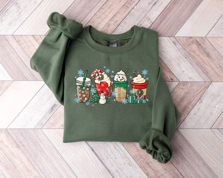 Christmas Coffee Sweatshirt,Cute Christmas Sweatshirt,Christmas Sweater,Retro Christmas Sweatshirt,Family Christmas,Cozy Holiday Sweatshirt