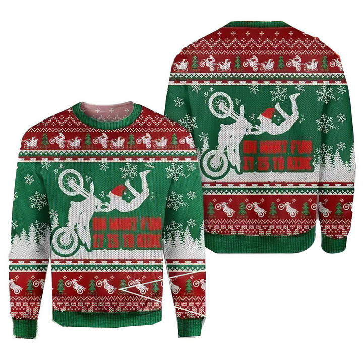 Dirtbike Pattern Ugly Wool Christmas Sweater Pullover Long Sleeve Sweater For Men Women, Couple Matching, Friends
