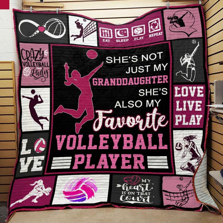 Shes Not Just Granddaughter Shes Also My Favorite Volleyball Player Quilt Bedding Set Blanket