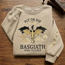 Fourth Wing Embroidered Sweatshirt, Fly Or Die Basgiath War College Embroidered Hoodie, Normal Version