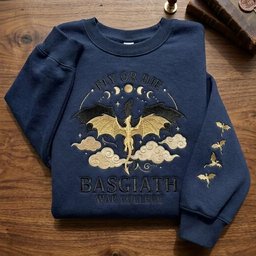 Fourth Wing Embroidered Sweatshirt, Fly Or Die Basgiath War College Embroidered Hoodie, Normal Version
