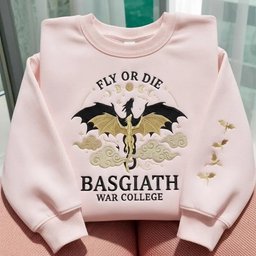 Fourth Wing Embroidered Sweatshirt, Fly Or Die Basgiath War College Embroidered Hoodie, Normal Version