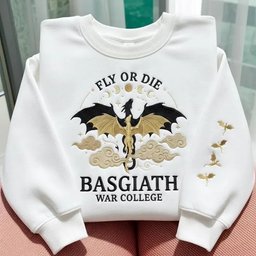 Fourth Wing Embroidered Sweatshirt, Fly Or Die Basgiath War College Embroidered Hoodie, Normal Version