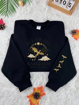 Fourth Wing Embroidered Sweatshirt, Fly Or Die Basgiath War College Embroidered Hoodie, Dragon Rider