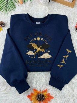 Fourth Wing Embroidered Sweatshirt, Fly Or Die Basgiath War College Embroidered Hoodie, Dragon Rider