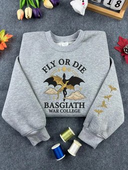 Fourth Wing Embroidered Sweatshirt, Fly Or Die Basgiath War College Embroidered Hoodie, Dragon Rider
