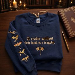 Fourth Wing Embroidered Sweatshirt, Faux Embroidered Hoodie