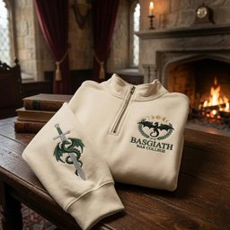 Fourth Wing Embroidered Sweatshirt, Basgiath War College Embroidered Hoodie, Dragon Rider Embroidered Quarter Zip