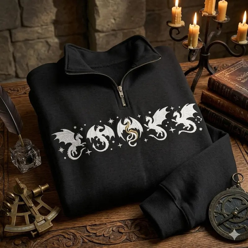 Fourth Wing Embroidered Sweatshirt, Tiny Dragons Embroidered Hoodie, Dragon Rider Embroidered Tshirt, Basgiath War College Embroidered Quarter Zip