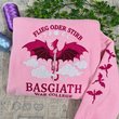 Fourth Wing Flammengeküsst Embroidered Sweatshirt, Fly Or Die Flieg oder stirb Embroidered Hoodie, Wingleader Geschwaderführer Embroidered Gingham Sweatshirt, Basgiath War College Embroidered Mockneck Sweatshirt, Pink Version