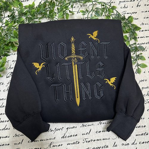 Fourth Wing Embroidered Tshirt, Wingleader Embroidered Sweatshirt, Violent Little Thing Embroidered Hoodie, Dragon Rider Embroidered Gingham Sweatshirt, Basgiath War College Embroidered Mockneck Sweatshirt