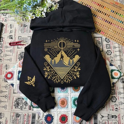 Hero's Journey The Legend of Zelda Embroidered Sweatshirt And Hoodie, Zelda Tears of the Kingdom Crewneck, Triforce Hylian Crest Shirt