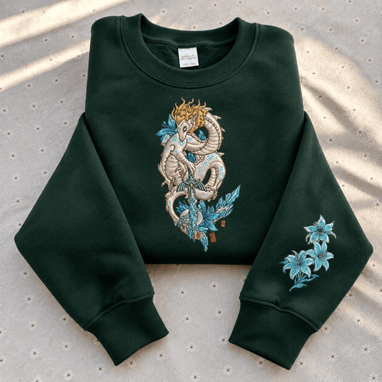 The Legend of Zelda Light Dragon Embroidered Sweatshirt and Hoodie, Tears of the Kingdom Crewneck, TOTK Gamer Gift, Fantasy Game Apparel