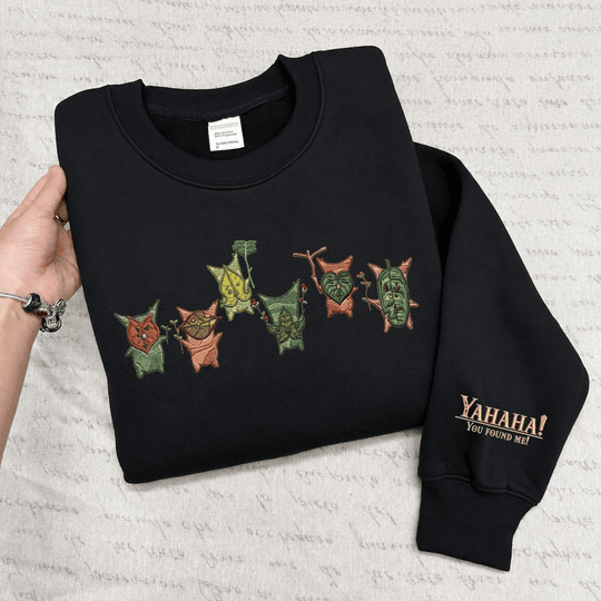 Korok Zelda Embroidered Sweatshirt, Legend of Zelda Merch, Yahaha You Found Me Hoodie, Gamer Gift
