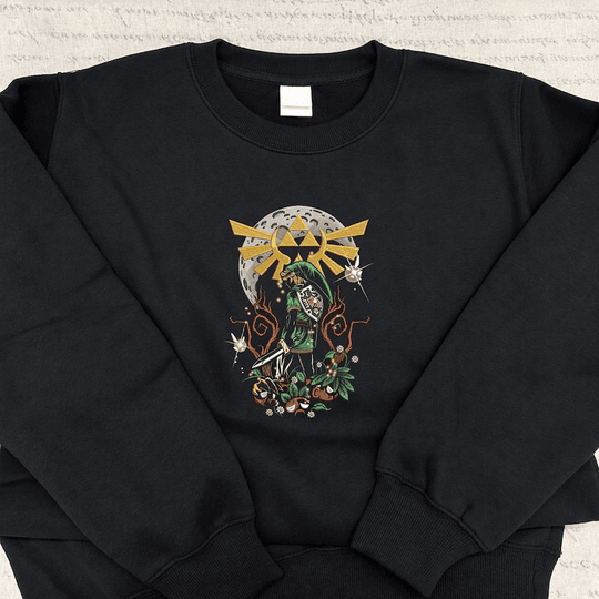 Legend of Zelda Embroidered Sweatshirt, Link Triforce Hoodie, Zelda Fan Gift, Gamer Gift