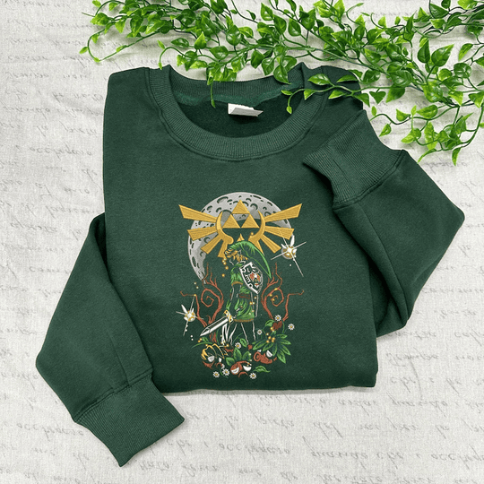 Legend of Zelda Embroidered Sweatshirt, Link Triforce Hoodie, Zelda Fan Gift, Gamer Gift