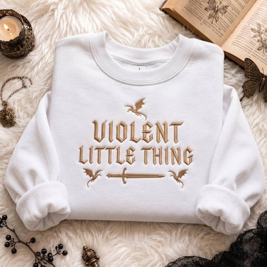 Fourth Wing Embroidered Tshirt, Dragon Rider Embroidered Sweatshirt, Wingleader Embroidered Hoodie, Violent Little Thing Embroidered Gingham Sweatshirt, Basgiath War College Embroidered Mockneck Sweatshirt