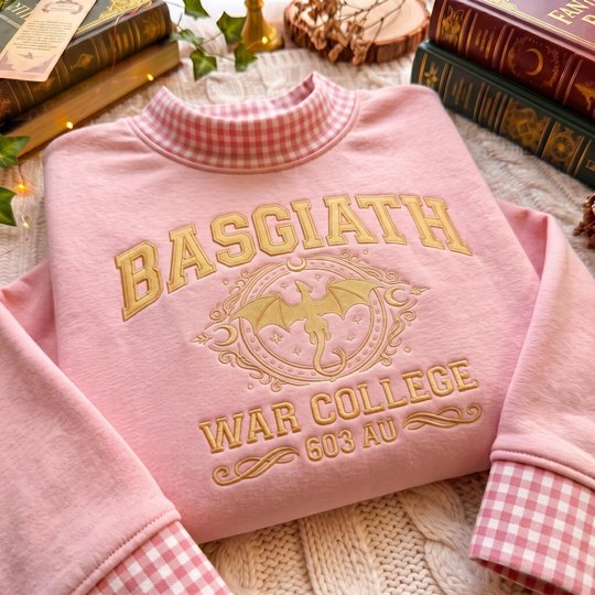 Fourth Wing Embroidered Tshirt, Dragon Rider Embroidered Sweatshirt, Wingleader Embroidered Hoodie, Dragon Academy Embroidered Gingham Sweatshirt, Basgiath War College Embroidered Mockneck Sweatshirt