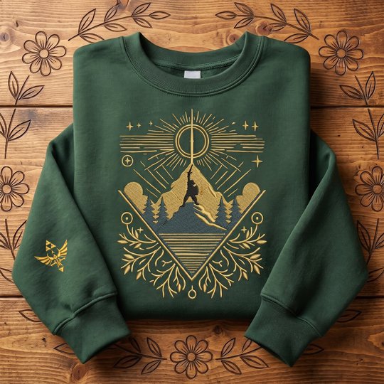 Hero's Journey The Legend of Zelda Embroidered Sweatshirt And Hoodie, Zelda Tears of the Kingdom Crewneck, Triforce Hylian Crest Shirt