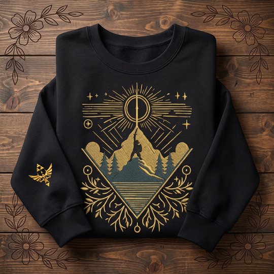 Hero's Journey The Legend of Zelda Embroidered Sweatshirt And Hoodie, Zelda Tears of the Kingdom Crewneck, Triforce Hylian Crest Shirt