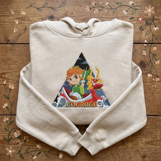 Zelda Toon Link Embroidered Sweatshirt And Hoodie, The Legend of Zelda: The Wind Waker QuarterZip, Nintendo Gamer
