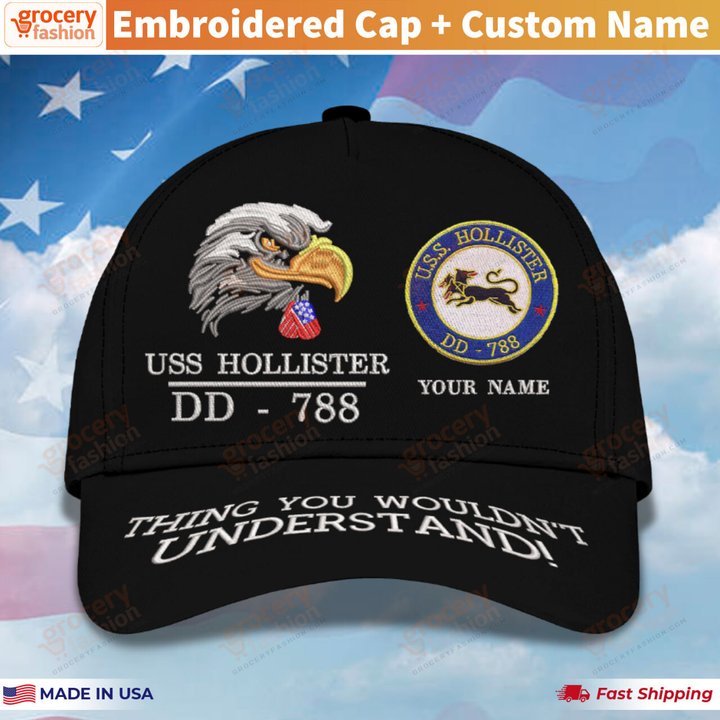 Personalized Embroidery Cap - United States Navy USS Hollister (DD-788)