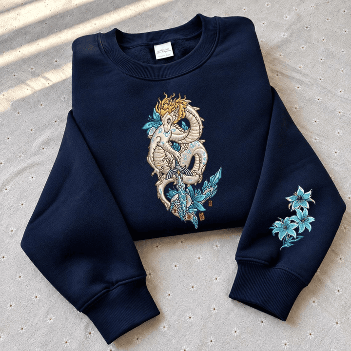 The Legend of Zelda Light Dragon Embroidered Sweatshirt and Hoodie, Tears of the Kingdom Crewneck, TOTK Gamer Gift, Fantasy Game Apparel
