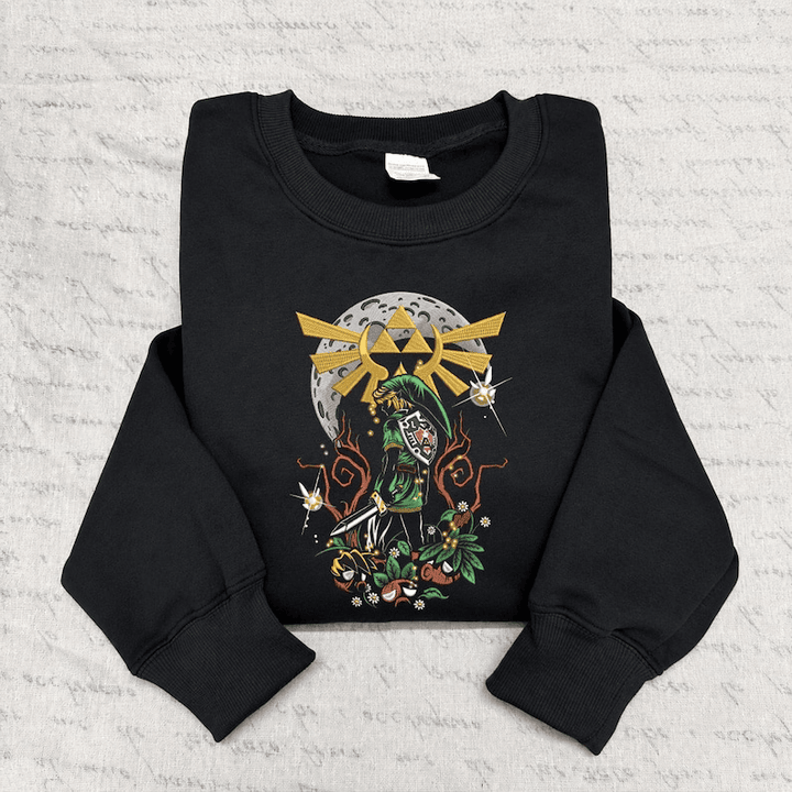 Legend of Zelda Embroidered Sweatshirt, Link Triforce Hoodie, Zelda Fan Gift, Gamer Gift