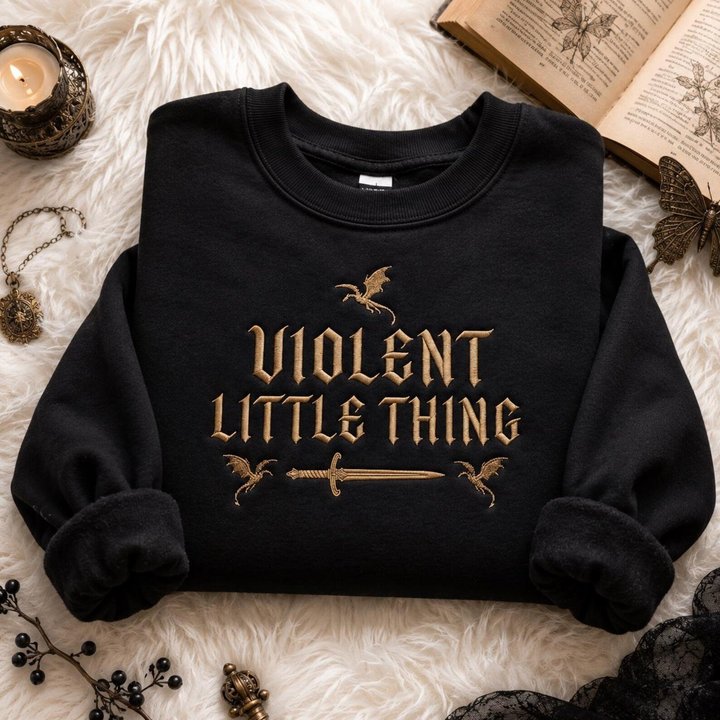Fourth Wing Embroidered Tshirt, Dragon Rider Embroidered Sweatshirt, Wingleader Embroidered Hoodie, Violent Little Thing Embroidered Gingham Sweatshirt, Basgiath War College Embroidered Mockneck Sweatshirt