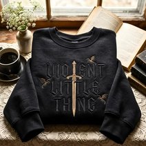 Fourth Wing Embroidered Tshirt, Wingleader Embroidered Sweatshirt, Violent Little Thing Embroidered Hoodie, Dragon Rider Embroidered Gingham Sweatshirt, Basgiath War College Embroidered Mockneck Sweatshirt
