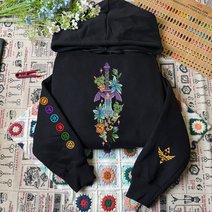 Zelda Master Sword Triforce Embroidered Hoodie, Triforce Hylian Crest Shirt, Tears of the Kingdom Inspired, Hyrule Gaming Gift For Gamer