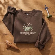 Zelda Ocarina Embroidered Sweatshirt | One More Quest Crewneck | Triforce Gamer Hoodie | Retro Gaming Gift Apparel