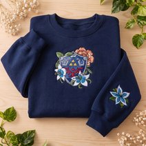 Zelda Hylian Shield Sweatshirt, Silent Princess Floral Embroidery, Totop/BotW Gamer Merch, Fantasy Video Game Gift, Cute Geek Apparel