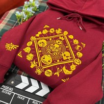 The Legend Of Zelda Embroidered Sweatshirt, Majora's Mask Embroidered Hoodie, Gold Triforce Embroidered Mockneck Sweatshirt, Retro Gamer Gift Embroidered Gingham Sweatshirt