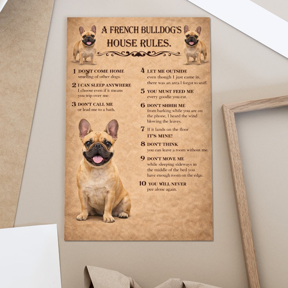 French Bulldog House Rules Portrait Poster - Printshade
