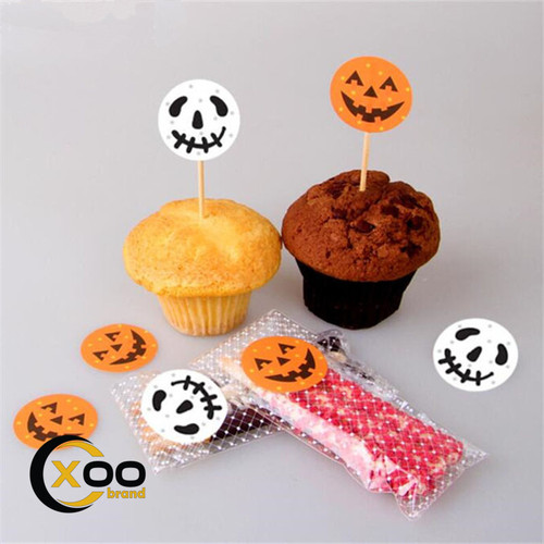 120 Stickers DIY Halloween Party Candy Box Stickers Gift Bag Labels Pumpkins Ghost Cupcake Decor Stickers Party Supplies