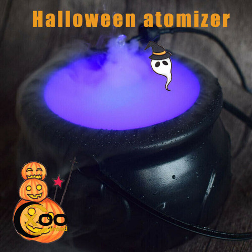 Halloween Witch Pot Smoke Machine LED Humidifier Color Changing Creepy Decor