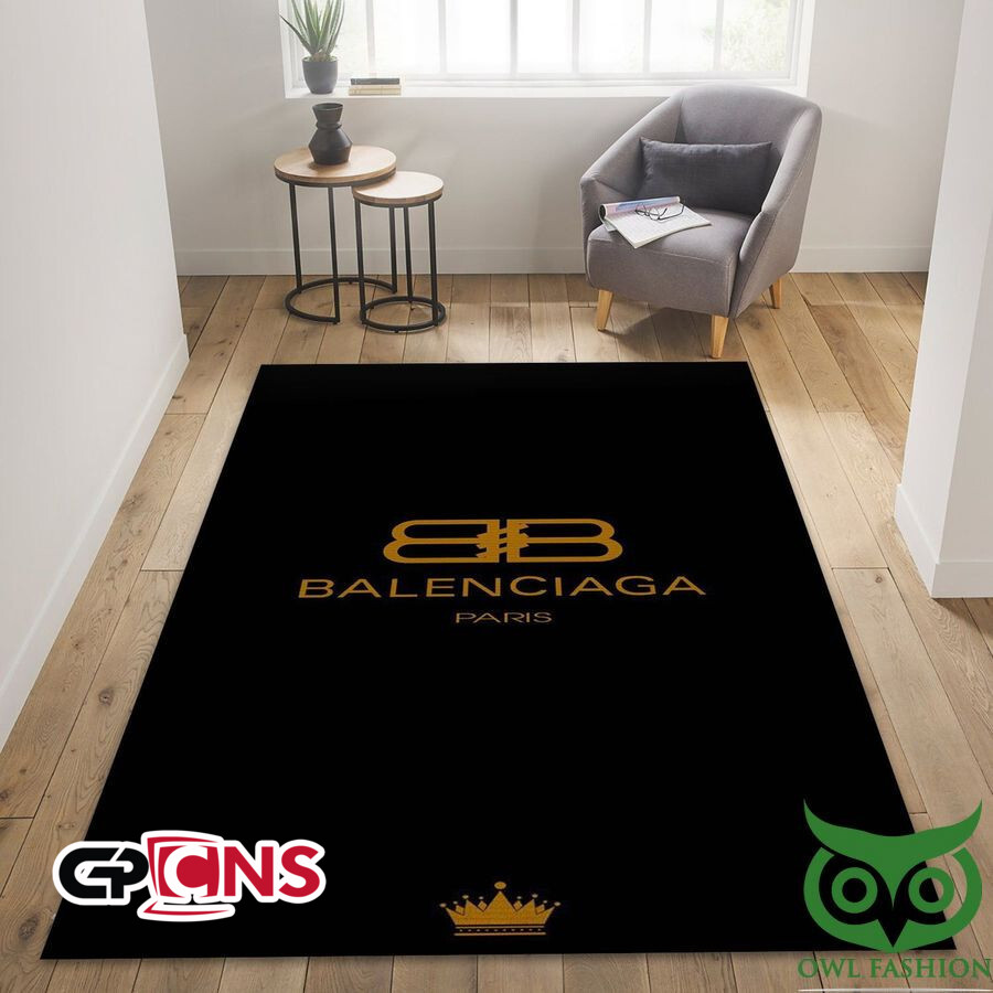 Luxury Balenciaga Black and Brown with Logo Carpet Rug - T-shirt Frenzy