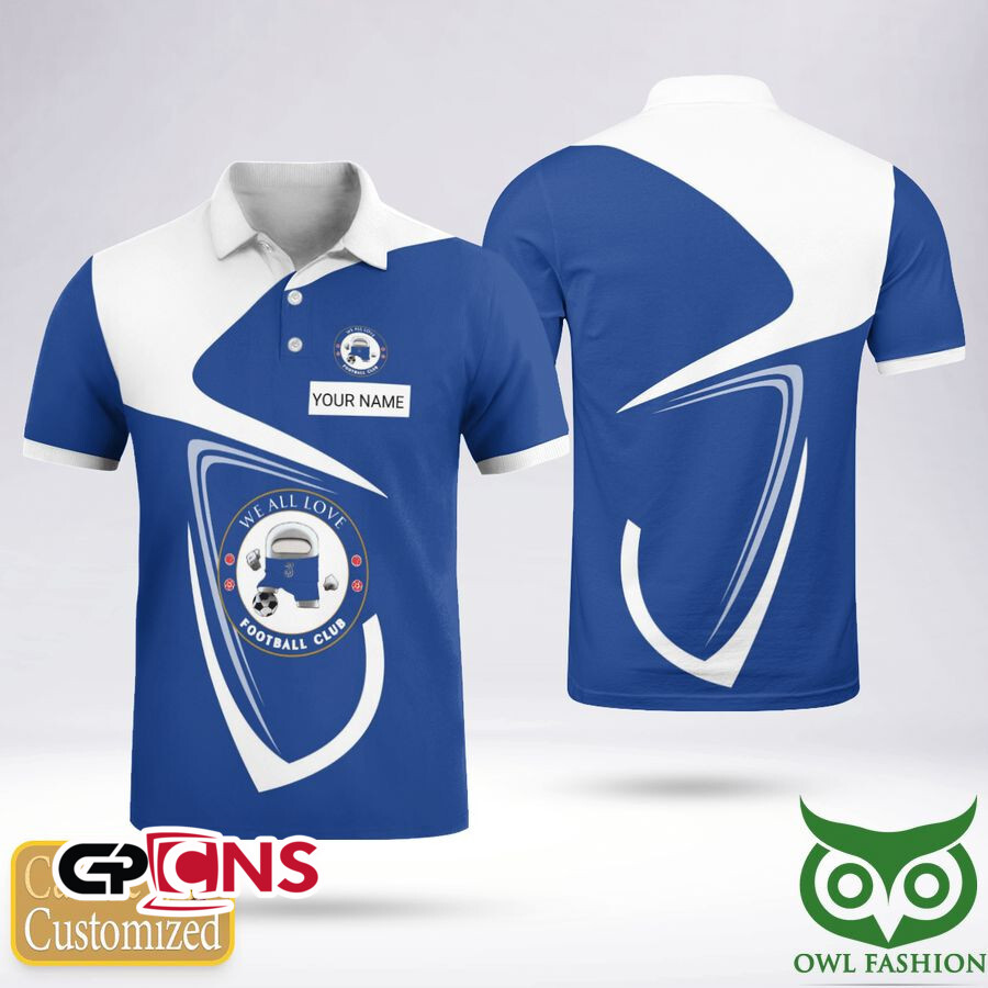 Custom Name We All Love Football Club Logo White Polo Shirt - T-shirt ...