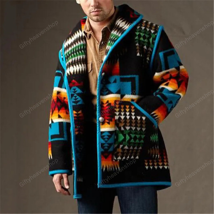 Winter Men's Luxury Streetwear Plus Fleece Graphic Printed Jackets Long Sleeve Casual Fleece-lined Loose Coat Oversized Fashion
