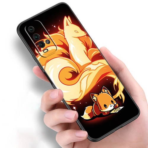 Cute Cartoon Animal Fox Phone Case For Xiaomi Redmi Note 11 10 9 8 T Pro 10S 5G 9A 9C 9S Soft TPU Black Cover Coque Funda