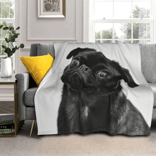Colorful Pug Dogs Funny Puppy Fuzzy Flannel Blanket Throw 10319953