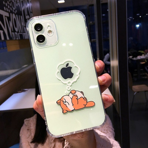 Clear Shockproof Creative Animal Phone Case For iPhone 11 12 Pro Max Mini X XS XR 7 8 Plus Dog Elephant Lion Soft TPU Back Cover