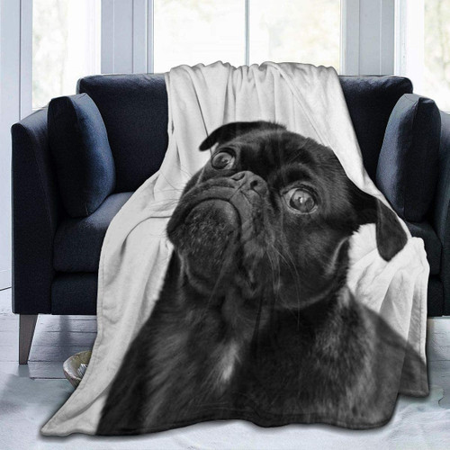 Cute Pug Dog Blanket Animal Bedding Flannel Throw Blanket Soft Cozy Plush Blanket for Couch Bed Sofa Travelling Camping,gifts