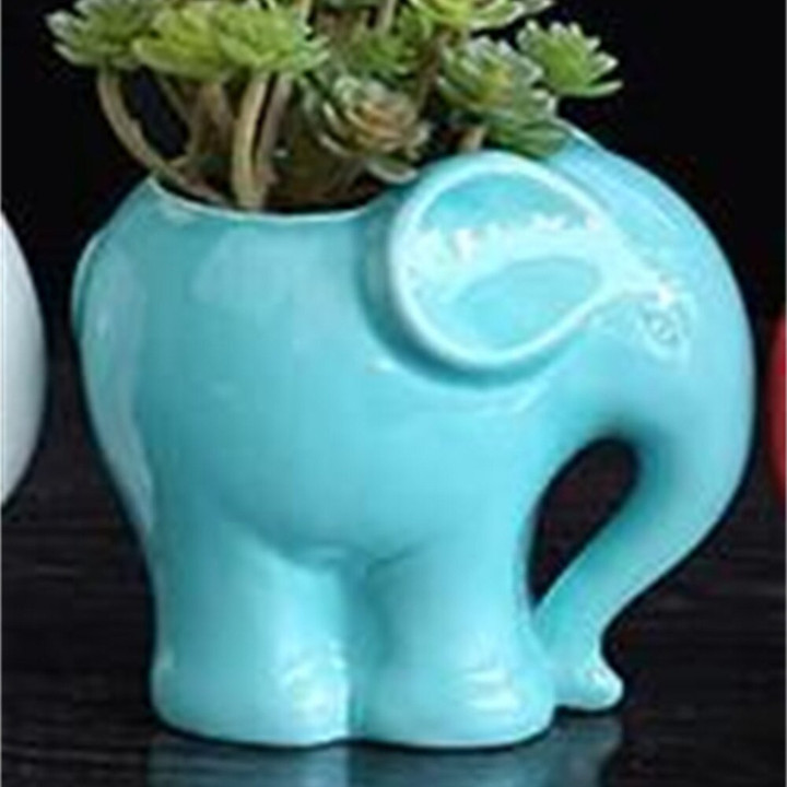 Elephant Shaped Flower Pot Ceramic Succulent Planter Cactus Succulent Plants Vase Cute Flowerpot Decor Animal Desktop Decoration